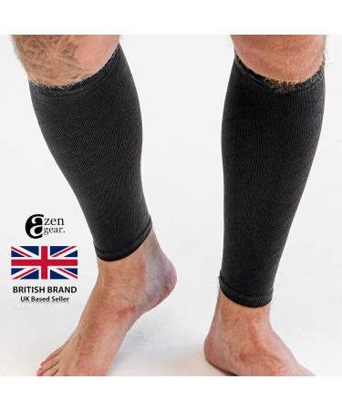 Zengear Calf Support Compression Sleeves (Pair) for Men & Women | 20-30mmHg Class 2 Shin Splints Brace | Footless Leg Socks for Muscle Pain Relief - L-XL Black - Buy Online on GoSupps.com