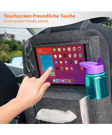 ECENCE Car Seat Organiser for Kids 60cm - Felt Material, Back Seat Storage System with Tablet Holder - Model 2 - Buy Online on GoSupps.com