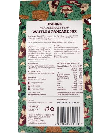 Lovegrass Teff Waffle & Pancake Mix - 320g - Gluten-Free & High in Magnesium, Iron, and Fiber - Buy Online on GoSupps.com