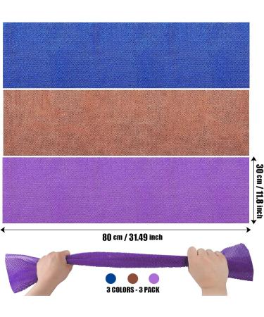 African Exfoliating Net 3 Pcs African Net Sponge Exfoliating Cloth Nylon Long Net Washcloth Shower Body Scrubber Back Scrubber Skin Smoother for Daily Shower Bathing Exfoliating(Brown Purple Blue) - Buy Online on GoSupps.com