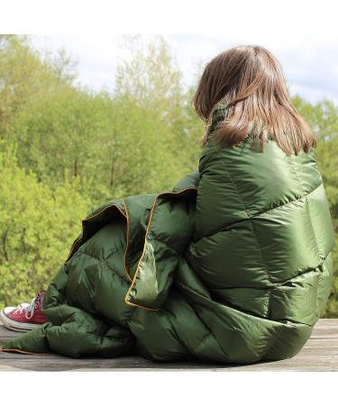 Horizon Hound Down Camping Blanket - Lightweight & Warm Outdoor Travel Quilt | Sustainable Insulated Down | Perfect for Camping, Stadium, Hiking & Festivals | Water Resistant & Packable - Green, 1lb 1oz, 77 x 50 - Buy Online on GoSupps.com