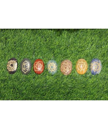 Third Eye Crystals Rune Stones Set | Engraved Rune Alphabet & 7 Chakra Symbols | Natural Palm Crystals & Reiki Gifts - Buy Online on GoSupps.com