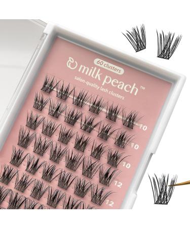 Lash Clusters At-Home Lash Extensions / 10-16mm C-Curl Natural Glam / 60 Clusters/Ultra Thin Band/milk peach  / Segment Individual Cluster Lashes Soft Fluffy/DIY Salon-Quality Natural Glam Volume