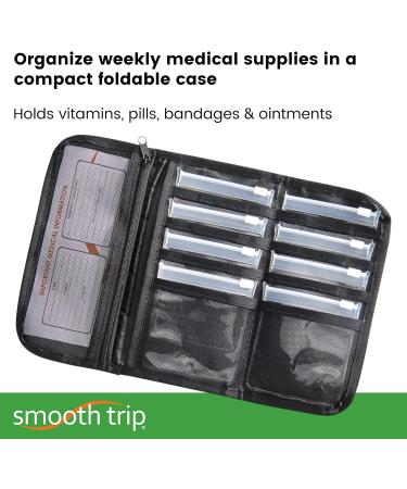Smooth Trip Slim Folding Pill Organizer - 8 Food Grade Zip-close Pouches for Travel & Home Medication Storage - Buy Online on GoSupps.com