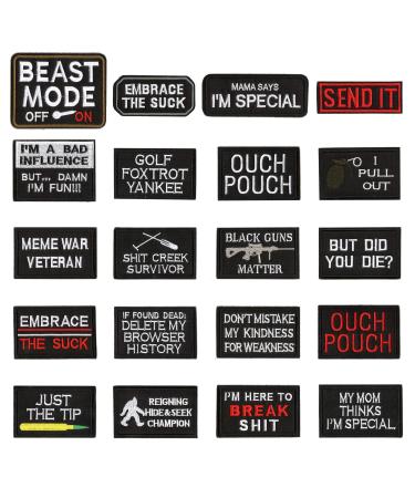 WZT 20 Pieces Funny Tactical Military Morale Patch Full Embroidery Patch Set for Caps Bags Backpacks Clothes Vest Military Uniforms Tactical Gears Etc. (Navy)