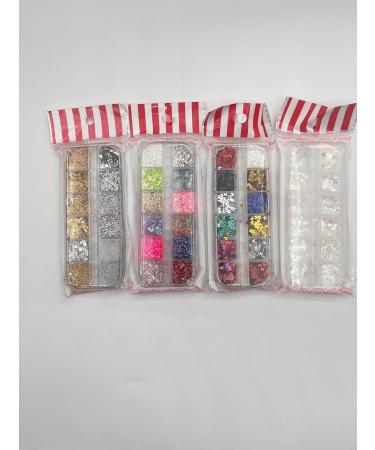 48 Color Nail Seedlettes Glitter & Rhinestone Art - DIY 3D Nail Stickers for Face & Body Decoration (4 Boxes) - Buy Online on GoSupps.com