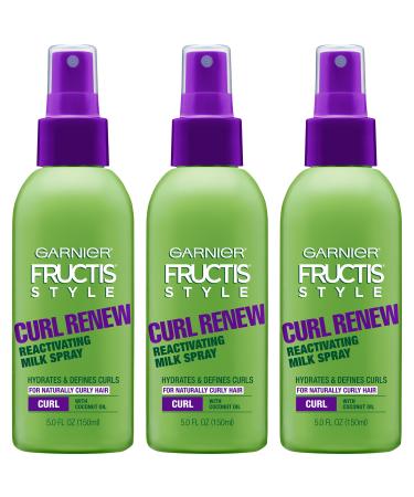 Garnier Fructis Style Curl Renew Reactivating Milk Spray for Naturally Curly Hair 5.0 Fl Oz 3 Count (Packaging May Vary) 5 Ounce (Pack of 3)