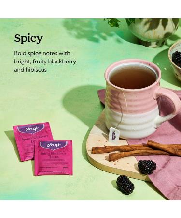 Yogi Tea Spiced Blackberry Focus (Pack 6) - 96 Tea Bags - Contains Caffeine - Supports Focus & Alertness - Includes Clove Cinnamon Blackberry & More - Buy Online on GoSupps.com