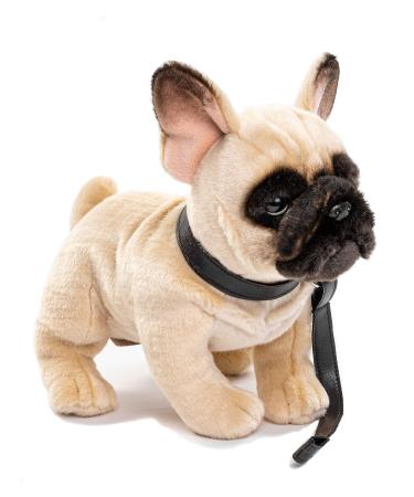 Uni -toys - French bulldog (beige) with a leash - 27 cm (length) - plush dog mastiff pet - plush toy cuddly toy beige - with leash (upper material acrylic)