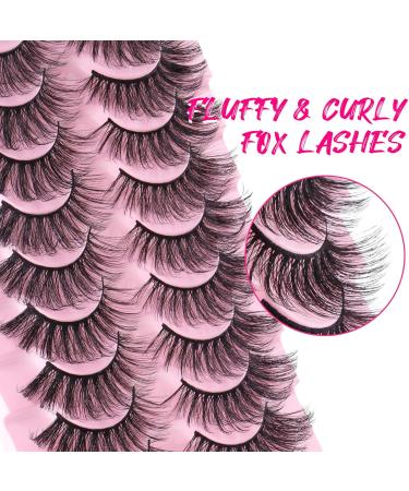 False Eyelashes Cat Eye Lashes Natural Fluffy Wispy Russian Strip Lashes 8D Faux Mink Volume Fox Eye Lashes Handmade Thick Soft Long Dramatic Fake Eyelashes 10 Pairs (HLY06) - Buy Online on GoSupps.com