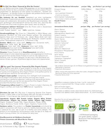 Wahbio 100% Bio Whey Protein Powder - Forest Berry Flavor (450g) | Organic 4-Component Protein Blend | No Sugar Sweeteners or Additives - Buy Online on GoSupps.com