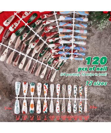 288 Pieces Christmas False Nails Full Cover Press on Christmas False Nail Tips Snowman Christmas Tree Elk Snowflake Patterns Christmas Nail Art Decorations for Women Girls - Buy Online on GoSupps.com