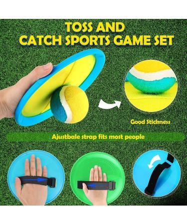 Kids Toss and Catch Game Set - 20 Paddles, 10 Balls - Outdoor Beach Game for Kids and Adults - Nylon Catch Toys - Playground Sports Games - Blue/Green & Pink/Yellow/Blue - Buy Online on GoSupps.com