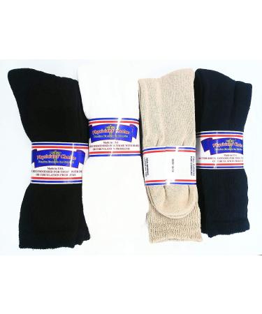 Men's Diabetic Socks Size 13-15 - 12 Pair Color Assortment in Black, Tan, Navy, and White - Buy Online on GoSupps.com
