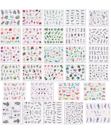 Summer Nail Art Stickers - 29 Self Adhesive Decals for Manicure DIY - Flamingo, Leaves, Cactus Design - Women, Girls, Kids Craft - Buy Online on GoSupps.com