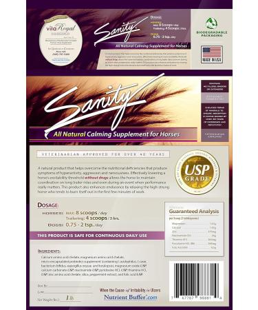 Buy Sanity Equine Behavioral Calming Supplement for Horses - Magnesium B Vitamins & Amino Acids - 1 lb - International Shipping Available - Buy Online on GoSupps.com