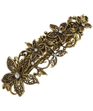 Vintage Gold Leafy Barrette Large Hair Clip