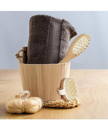 Relaxdays Bath Brush Set of 2 - Natural Bristles Back Brush & Round Massage Brush | Eco-Friendly Wooden Dry Brush for Spa Experience - Buy Online on GoSupps.com