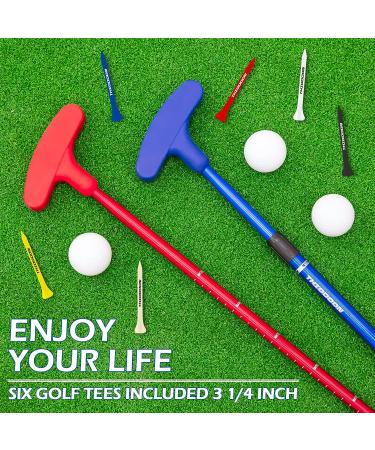 THIODOON 2-Pack Two-Way Kids Golf Putter Set for All Ages - Adjustable Length, Red+Blue Putters with 6 Tees - Buy Online on GoSupps.com