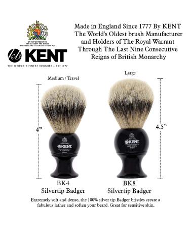 Kent BLK4 Handcrafted Silver Tip Badger Bristle Shaving Brush | Best for Shave Cream and Soap | Luxury Shaving Tool Since 1777 - Buy Online on GoSupps.com
