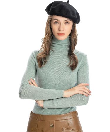 ZLYC Wool French Beret Hat | Solid Color Cap for Women and Girls - Black - Buy Online on GoSupps.com