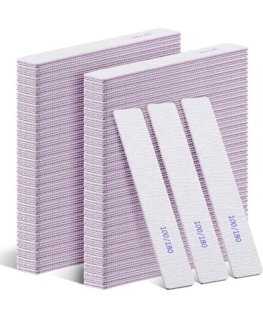 150 Pcs Nail Files 100/180 Grit Double Sides Professional Reusable Emery Board Nail Files for Acrylic Nails Manicure Tools Suit for Home Salon