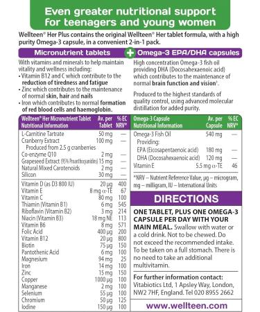 Vitabiotics Wellteen Her Plus Tablets x 56 - Complete Woman's Health Support - Buy Online on GoSupps.com