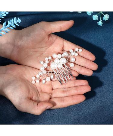 Pearl Hair Comb Bridal Hair Comb Wedding Hair Comb Pearls Flower Hair Side Comb Silver Bridal Side Comb Hair Piece Leaf Hair Piece Vintage Wedding Hair Accessories For Brides Bridesmaids Women Girls - Buy Online on GoSupps.com