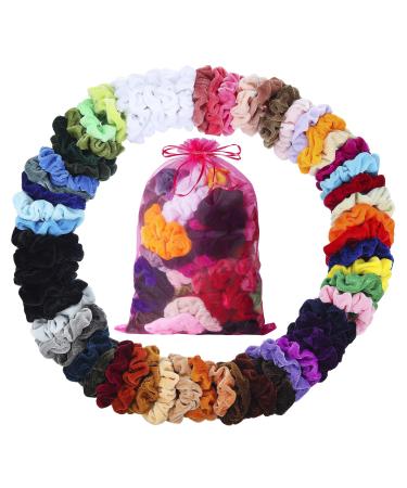 ADRIONE Scrunchies for Women 60 Pack Hair Scrunchies for Girls Hair Scrunchies for Women's Hair Velvet Scrunchies for Thick Hair Scrunchie Bulk Velvet Scrunchies for Women Velvet Hair Scrunchy