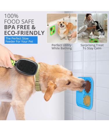 PET Seeker Licky Mats for Dogs with Strong Suction Cups Lick mat for dogs includes Spatula & Brush Specially Designed for Easy Cleaning Premium Dog Food Mat Pack of 2 (Green Blue) - Buy Online on GoSupps.com