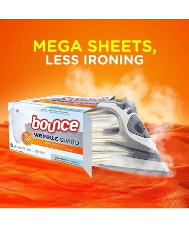 Bounce WrinkleGuard Mega Dryer Sheets - Unscented Fabric Softener and Wrinkle Releaser - 120 Count (Pack of 2) - Buy Online on GoSupps.com