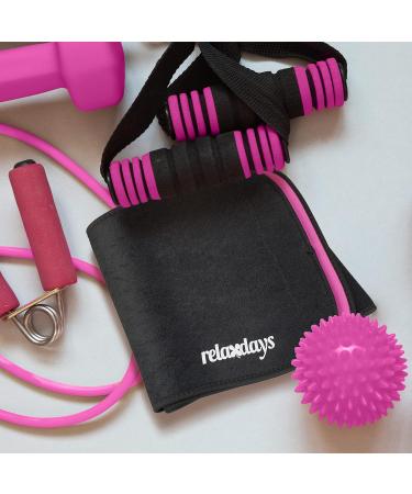 Relaxdays Women's Neoprene Abdominal Girdle Belt Hula Hoop - 90cm Fitness Belt with Velcro Black/Pink - Enhance Your Workout - Buy Online on GoSupps.com