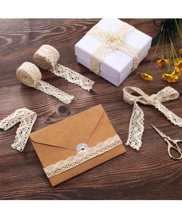 40 Yards Vintage Cotton Lace Trim Ribbon | Scalloped Edge for Bridal Wedding Decoration | DIY Sewing Craft Supply - 5 Yards x 8 Styles - Beige Color - Buy Online on GoSupps.com