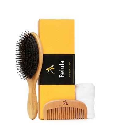 Belula Premium Boar Bristle Hair Brush for Thick Hair Set. Hairbrush for Women With Thick  Long or Curly Hair. Restores Hair's Shine and Health. Comb  Travel Bag & Spa Headband Included Medium