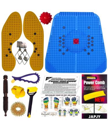 Japjy acupressure mat blue kit for the whole body with magnets pyramids sujok ring thumb massager ball comb scooter wood Jimmy earring shoe sole diagram operating instructions (Be5)
