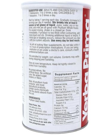 Yerba Prima Psyllium Husk, 12 Ounce - Whole Husk Fiber Supplement, Vegan, No Sugar or Artificial Sweeteners, Non GMO, Gluten Free - Buy Online on GoSupps.com