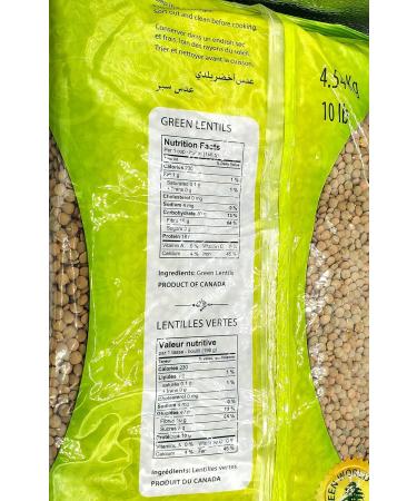 Large Dried Green Lentils (Laird) 4.5 KG 10 lbs Product of Canada - Grandes Lentilles Vertes Produit Du Canada - Buy Online on GoSupps.com