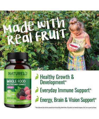 NATURELO Kids Berry Vitamin Gummies - Whole Food, 90 Count - Natural Nutrition - Buy Online on GoSupps.com