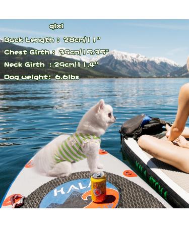 TONY HOBY Dog Summer Pajamas - Striped XL Dog Overall Without Sleeves in White & Green | International Shipping Available - Buy Online on GoSupps.com