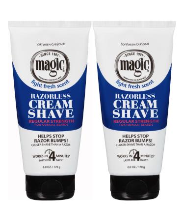 SoftSheen-Carson Magic Razorless Shaving Cream Hair Removal Cream for Body Hair Regular Strength Depilatory Cream Works in 4 Minutes for Normal Hair 2 Count