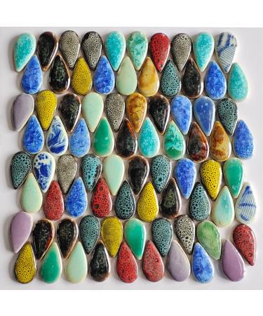 200g Ceramics Mosaic Tiles Random Color Raindrops Shape Mosaic Ceramics Pieces for DIY Crafts Home Decoration(18x28mm) Small raindrops - Buy Online on GoSupps.com