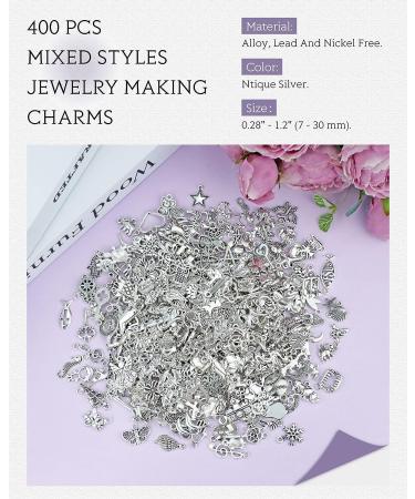 JIALEEY 400 PCS Tibetan Silver Charms Pendants for DIY Bracelet Necklace Jewelry Making - Wholesale Bulk Lots for Crafting - Buy Online on GoSupps.com