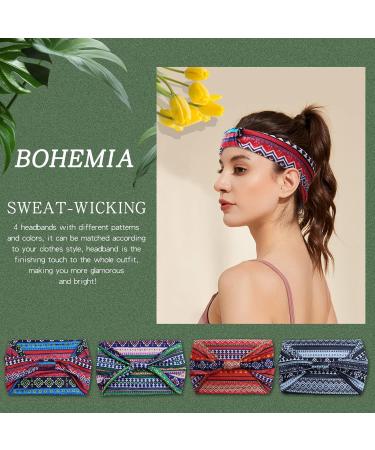 Shop Boho Wide Elastic Headbands for Women Soft Leopard Print Yoga Hair Straps & Multi-Colored Styles - Buy Online on GoSupps.com