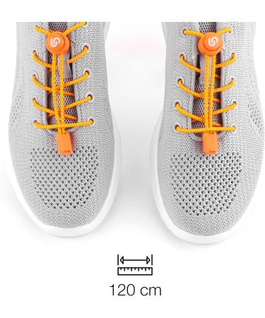 BodyPride Premium Lazy Laces - Elastic Quick Closure & Reflectors | 12 Colors 120 cm Neon Orange | Perfect for Sports Marathon Triathlon Kids & Seniors - No Tying Required - Buy Online on GoSupps.com