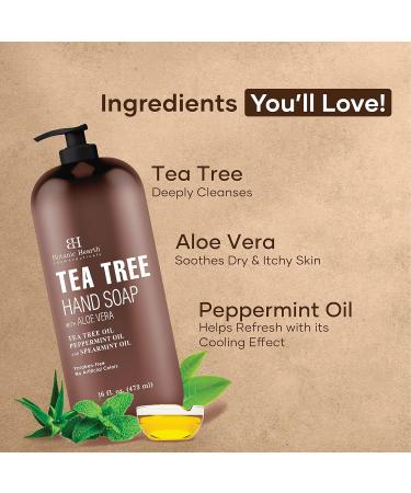 Botanic Hearth Tea Tree Hand Soap - Sulfate Free Formula with Aloe Vera & Tea Tree Oil - 16 fl oz - Buy Online on GoSupps.com