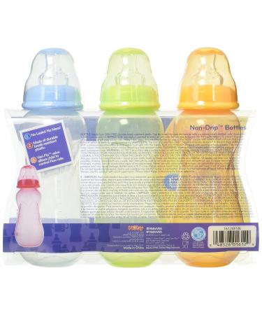 Nuby No-Drip Tinted Bottle 3-Pack 10 oz - Assorted Colors | Leak-Proof Design - Buy Online on GoSupps.com
