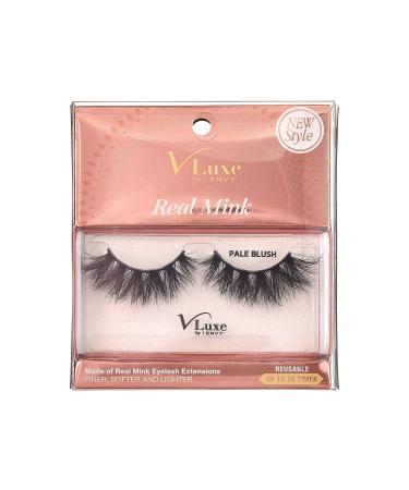 V Luxe by iEnvy False Eyelashes Real Mink Lashes Dramatic Long Eyelashes (Pale Blush) VLEC02