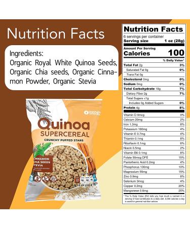 Awsum Snacks Organic Quinoa SUPERCEREAL with Cinnamon & Chia Seeds 3 Pack - Sugar Free, Kosher & Gluten Free - Vegan Diabetic-Friendly Breakfast Cereal - Buy Online on GoSupps.com
