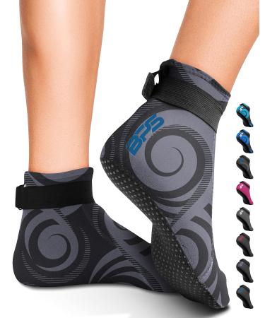BPS New Zealand 'Smart' Neoprene Water Socks - 3mm Beach Booties Glued & Stitched - Anti-Slip Wetsuit Unisex Water Socks 05 - Black Patterned / Blue X-Large