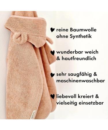 Moyo Baby Badeponcho with Bear Ears - Soft 100% Frote Cotton Hooded Towel for Kids (0-3 Years) | Washable Bath Poncho 68x56cm in Powder Pink - Buy Online on GoSupps.com